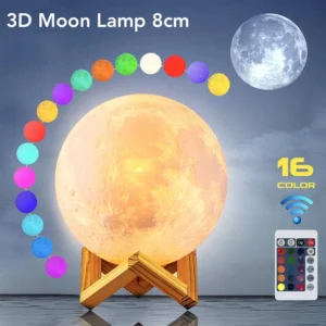 Illuminate Your Space with the Rechargeable 3D Moon Lamp - 8cm Size, Unbeatable